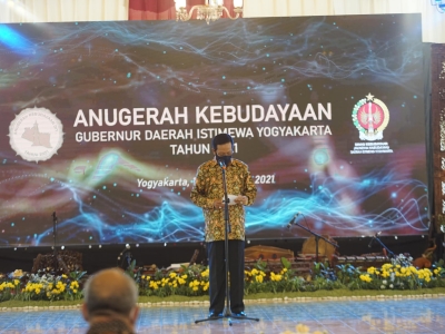 Sambutan Gubernur DIY Sri Sultan Hamengku Buwono X di Acara Anugerah Kebudayaan Gubernur DIY 2021